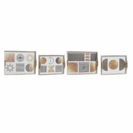 Zestaw tacek DKD Home Decor Biały Czarny Złoty Drewno MDF 40 x 30 x 6 cm (2 Sztuk) (12 Sztuk)