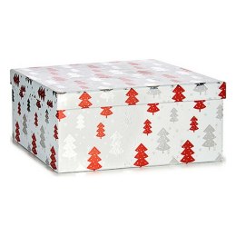 Zestaw dekoracyjnych pudełek Choinka Boże Narodzenie Czerwony Srebrzysty Biały Karton