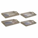 Taca DKD Home Decor 40,6 x 30 x 6 cm Beżowy Niebieski Drewno MDF (2 Sztuk)