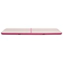 Mata gimnastyczna z pompką, 600x100x15 cm, PVC, różowa