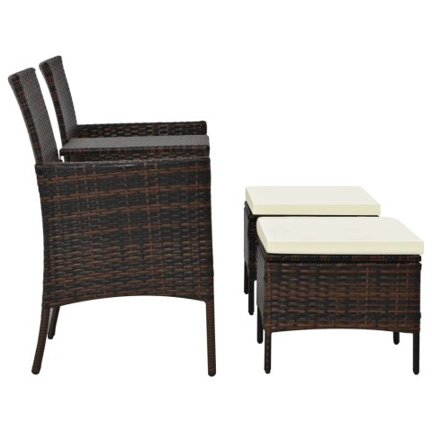 2-os. sofa ogrodowa ze stolikiem i podnóżkami, rattan PE, brąz 2-os. sofa ogrodowa ze stolikiem i podnóżkami, rattan PE, brąz