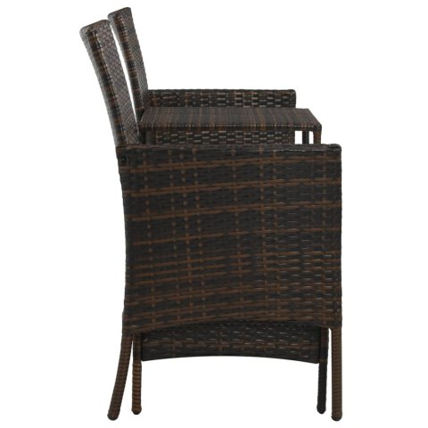 2-os. sofa ogrodowa ze stolikiem i podnóżkami, rattan PE, brąz 2-os. sofa ogrodowa ze stolikiem i podnóżkami, rattan PE, brąz