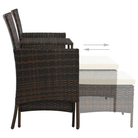 2-os. sofa ogrodowa ze stolikiem i podnóżkami, rattan PE, brąz 2-os. sofa ogrodowa ze stolikiem i podnóżkami, rattan PE, brąz