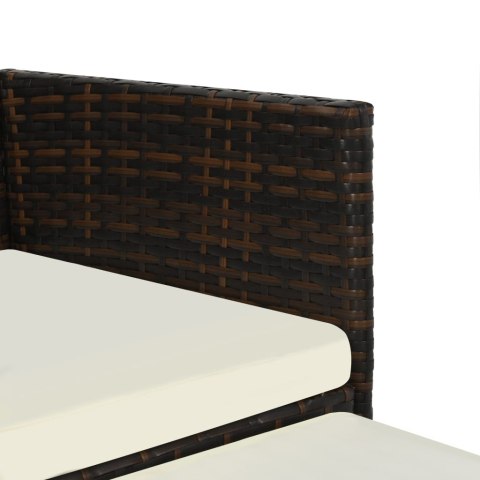2-os. sofa ogrodowa ze stolikiem i podnóżkami, rattan PE, brąz 2-os. sofa ogrodowa ze stolikiem i podnóżkami, rattan PE, brąz