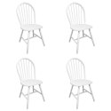 Krzesła stołowe, 4 szt., białe, lite drewno kauczukowca