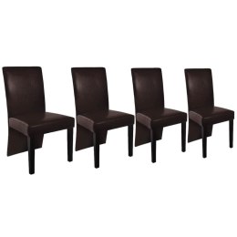 Krzesła stołowe, 4 szt., ciemnobrązowe, sztuczna skóra