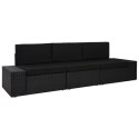 Sofa modułowa 3-osobowa, rattan PE, czarna