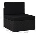 Sofa modułowa 3-osobowa, rattan PE, czarna