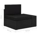 Sofa modułowa 3-osobowa, rattan PE, czarna