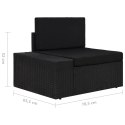 Sofa modułowa 3-osobowa, rattan PE, czarna