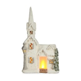 Figurka Dekoracyjna Boże Narodzenie Światło LED Dom 11 x 53 x 28,5 cm Biały Polyresin