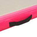 Mata gimnastyczna z pompką, 600x100x10 cm, PVC, różowa