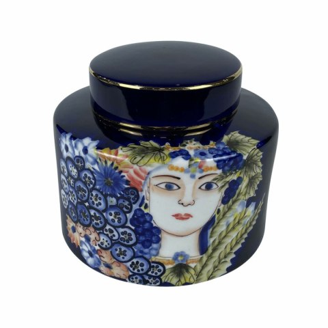 Wazon DKD Home Decor Twarz Porcelana Niebieski Wielokolorowy 17 x 17 x 16 cm