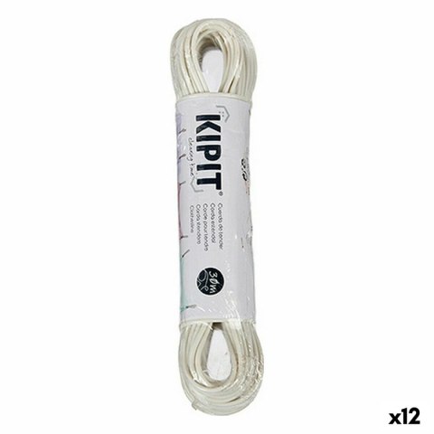 Linka do Prania 30 m Biały PVC (12 Sztuk)