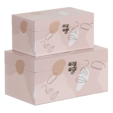 Pudełko ozdobne Różowy PVC Płótno Papier DMF 30 x 18 x 15 cm (2 Części)
