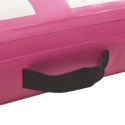 Mata gimnastyczna z pompką, 400x100x15 cm, PVC, różowa