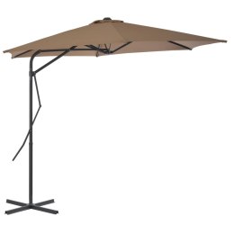 Parasol ogrodowy na słupku stalowym, 300 cm, kolor taupe