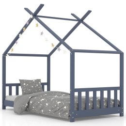 Rama łóżka dziecięcego, szara, lite drewno sosnowe, 80 x 160 cm