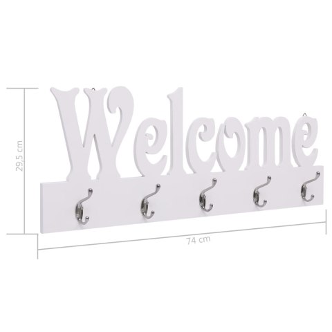 Wieszak ścienny na płaszcze WELCOME, biały, 74 x 29,5 cm Wieszak ścienny na płaszcze WELCOME, biały, 74 x 29,5 cm