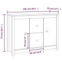 Komoda, czarna, 100x35x74 cm, lite drewno sosnowe