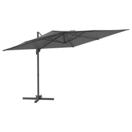 Parasol wiszący na aluminiowym słupku, antracytowy, 300x300 cm