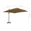 Parasol wiszący z aluminiowym słupkiem, 300x300 cm, taupe