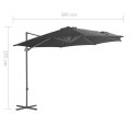 Parasol wiszący ze stalowym słupkiem, 300 cm, antracytowy