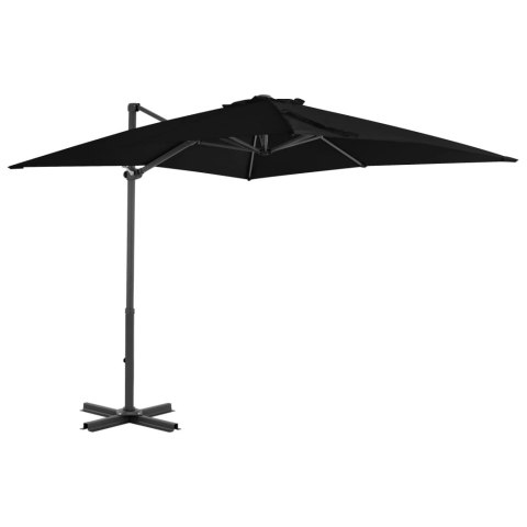 Parasol wiszący na aluminiowym słupku, 250x250 cm, czarny