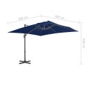 Parasol wiszący z aluminiowym słupkiem, 3x3 m, błękit lazur