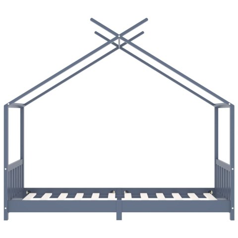 Rama łóżka dziecięcego, szara, lite drewno sosnowe, 90 x 200 cm