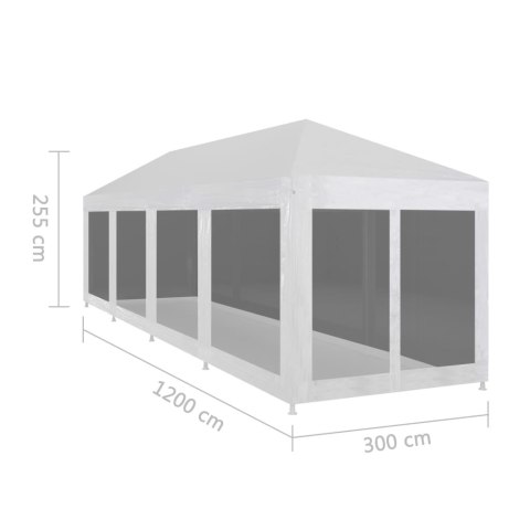Namiot imprezowy z 10 siatkowymi ściankami, 12 x 3 m
