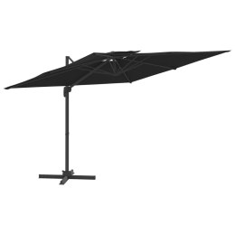 Wiszący parasol z podwójną czaszą, czarny, 300x300 cm