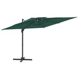 Wiszący parasol z podwójną czaszą, zielony, 400x300 cm