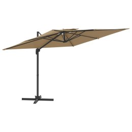 Wiszący parasol z podwójną czaszą, kolor taupe, 300x300 cm