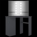 Toaletka narożna z oświetleniem LED, szara, 111 x 54 x 141,5 cm