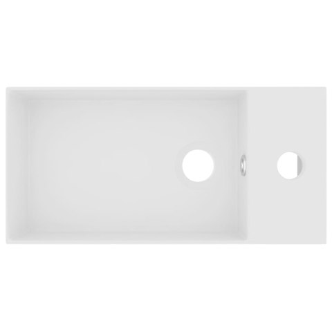 Umywalka z otworem przelewowym, ceramika, matowa biel