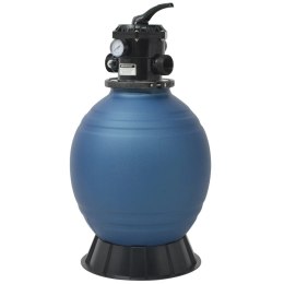 Piaskowy filtr basenowy z zaworem 6 drożnym, niebieski, 460 mm