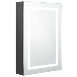 Szafka łazienkowa z lustrem i LED, szara, 50x13x70 cm