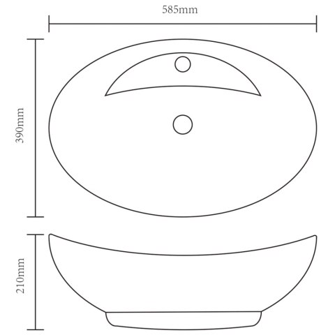 Umywalka ceramiczna owalna z otworem na kran oraz przelewem