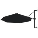 Parasol ścienny na metalowym słupku, 300 cm, czarny