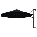 Parasol ścienny na metalowym słupku, 300 cm, czarny