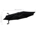 Parasol ścienny na metalowym słupku, 300 cm, czarny