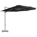 Parasol wiszący na stalowym słupku, 300 cm, czarny