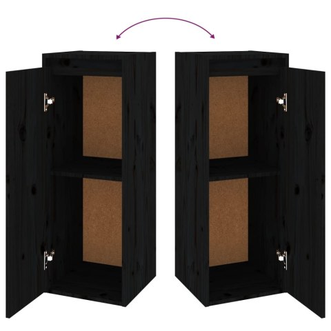 Szafki ścienne, 2 szt., czarne, 30x30x80 cm, drewno sosnowe