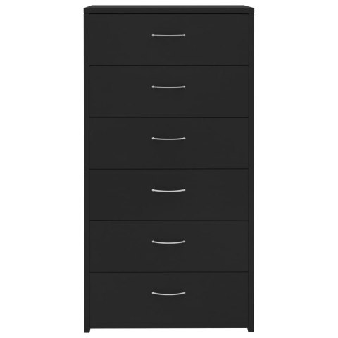 Komoda z 6 szufladami, czarna, 50 x 34 x 96 cm, płyta wiórowa