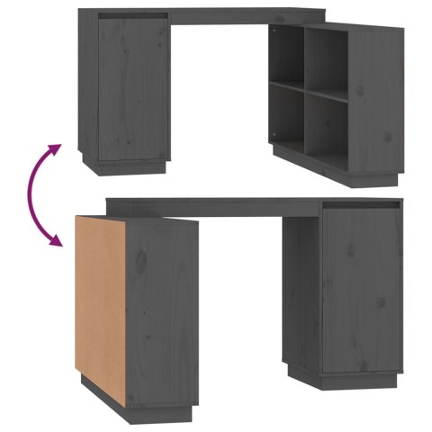 Biurko, szare, 110x50x75 cm, lite drewno sosnowe