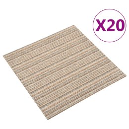 Podłogowe płytki dywanowe, 20 szt., 5 m², 50x50 cm, beżowe pasy