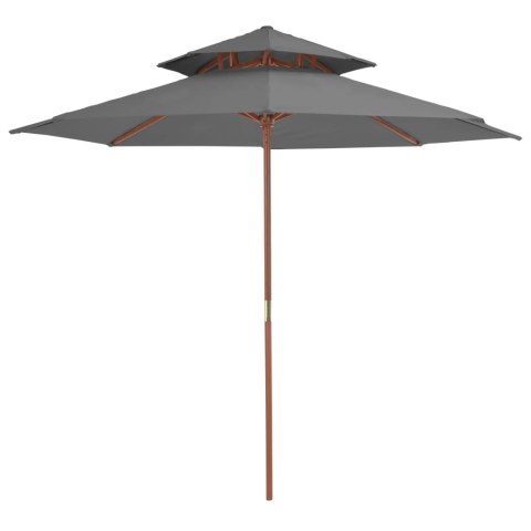 Parasol ogrodowy z podwójnym daszkiem, 270 cm, antracytowy