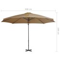 Parasol wiszący z aluminiowym słupkiem, 300 cm, taupe