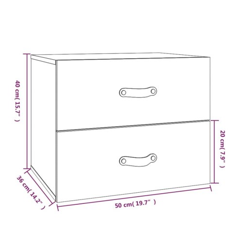 Szafki nocne, wiszące, 2 szt., 50x36x40 cm, biały